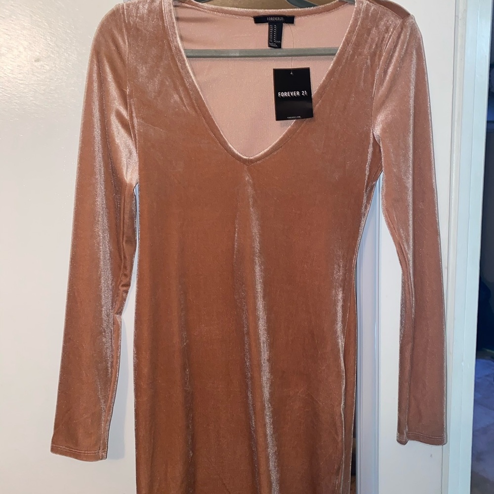 Rose colored velvet dress
